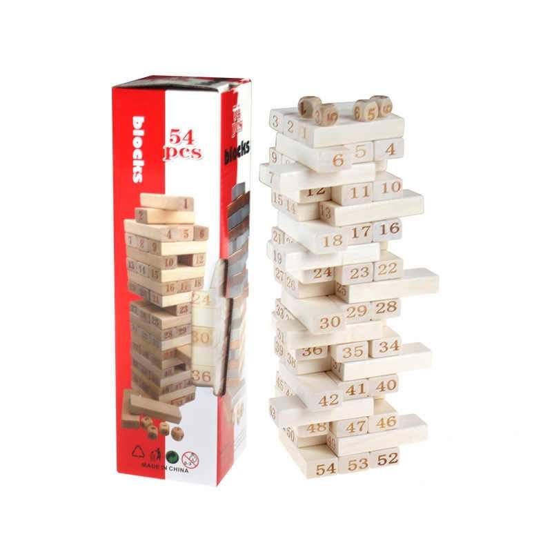 Wooden Stacking and Tumbling Timbers Color Tower Jenga Game