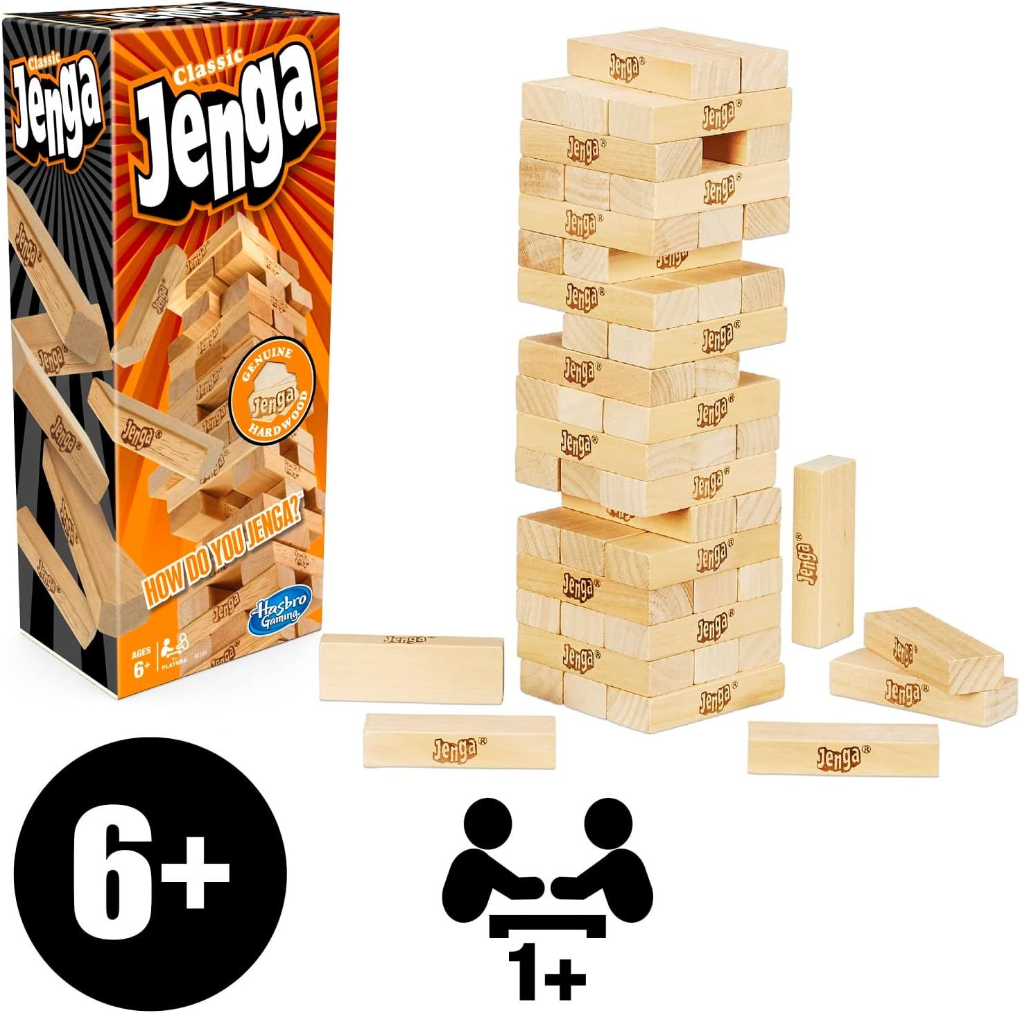Hasbro Jenga Classic Game with Genuine Hardwood Blocks