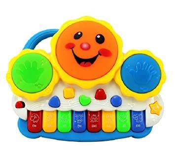 Drum Piano Keyboard Musical Toys with Flashing Lights, Animal Sounds & Songs