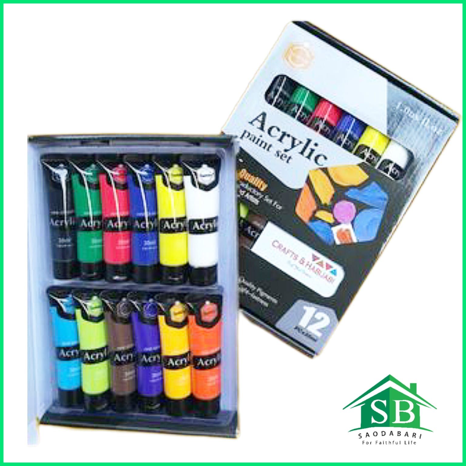 Keep-Smiling Acrylic Paint Set 12 Bright Colors, 30ml