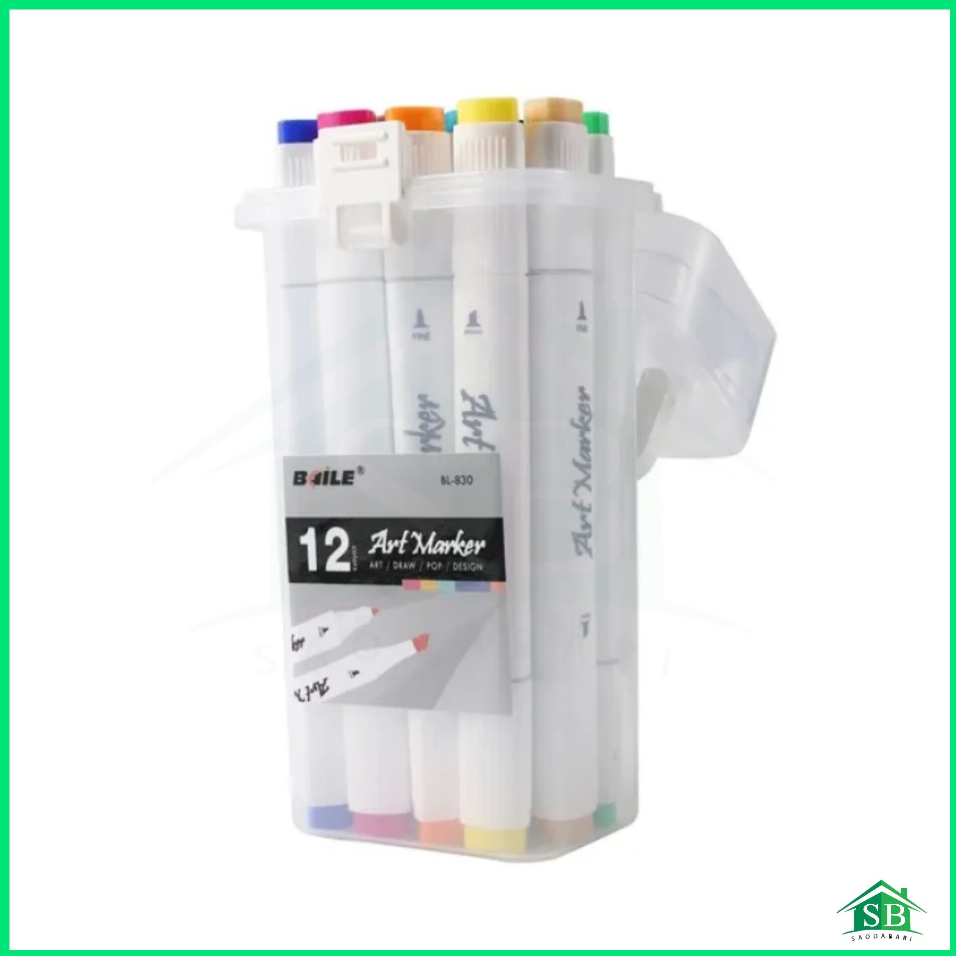 12 Colors Art Markers Set, Dual Tips Permanent Artist Coloring Drawing Markers Pen