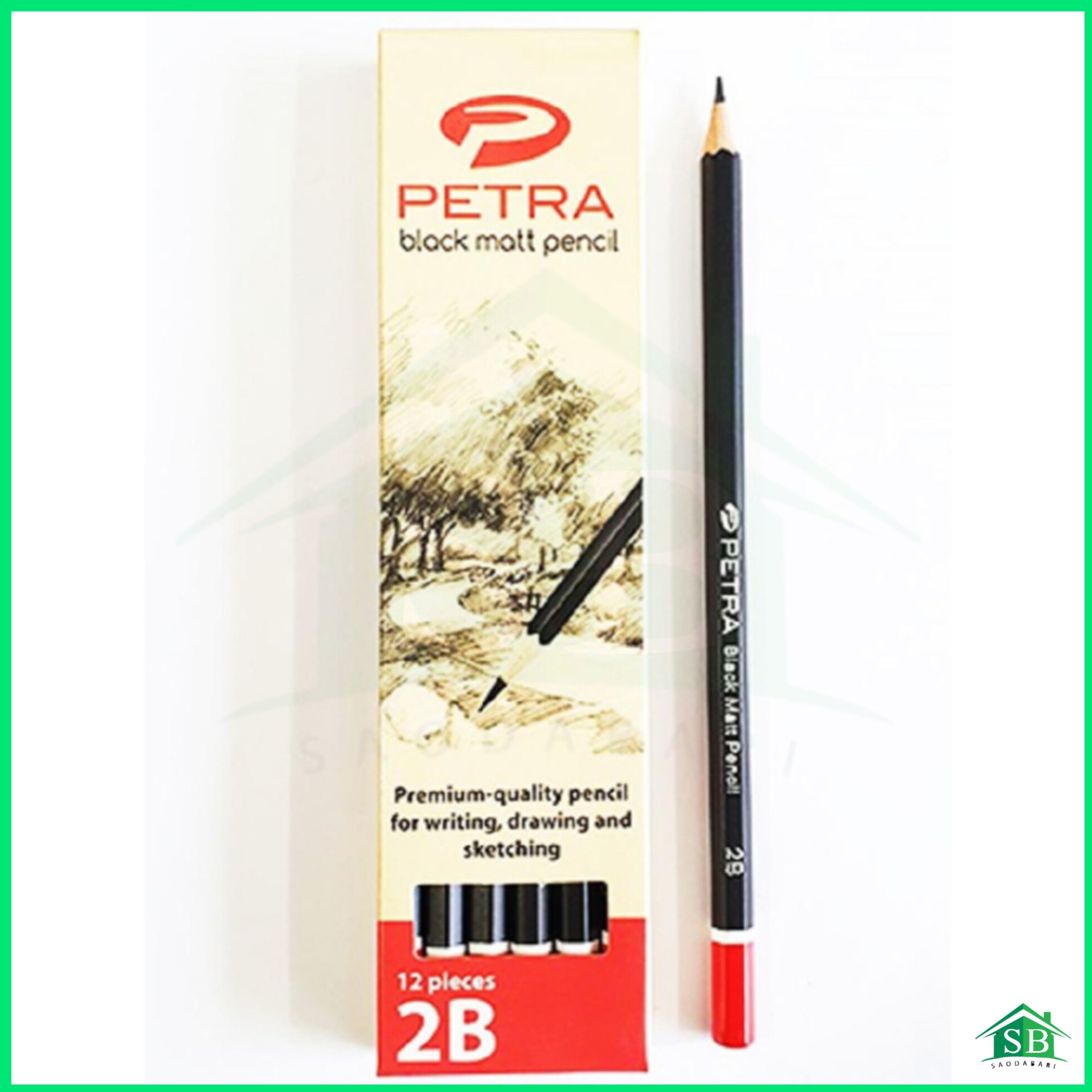 Petra black matt pencil 2B 12 pcs
