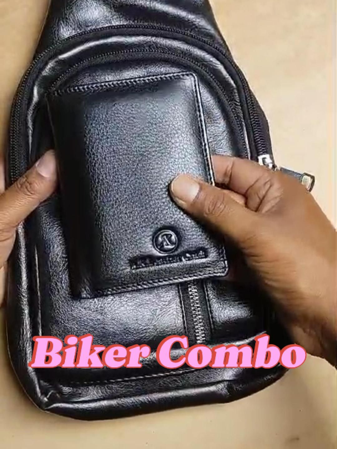 Biker Combo Leather Wallet Crossbody Bag