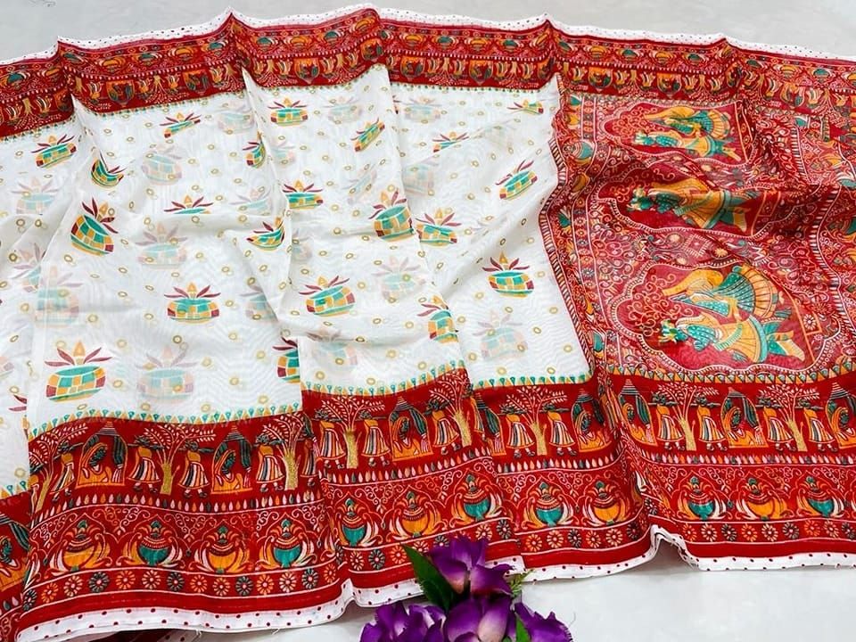 Boishak block print sari