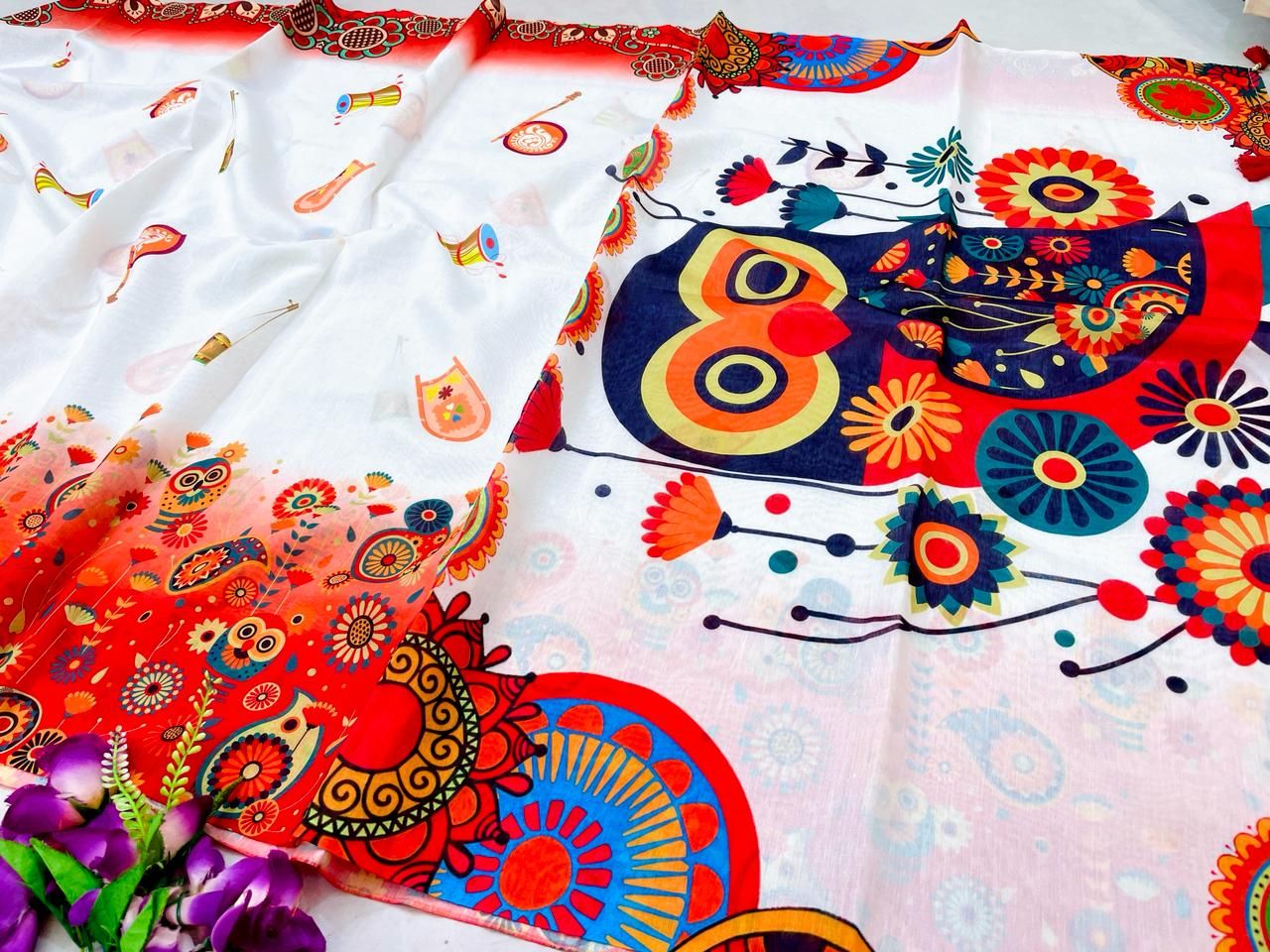 Boishak digital print sari