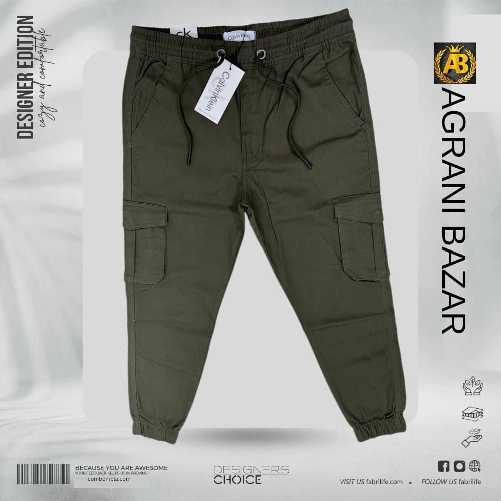 Fashionable Multiple Pockets Men's Twill Joggers