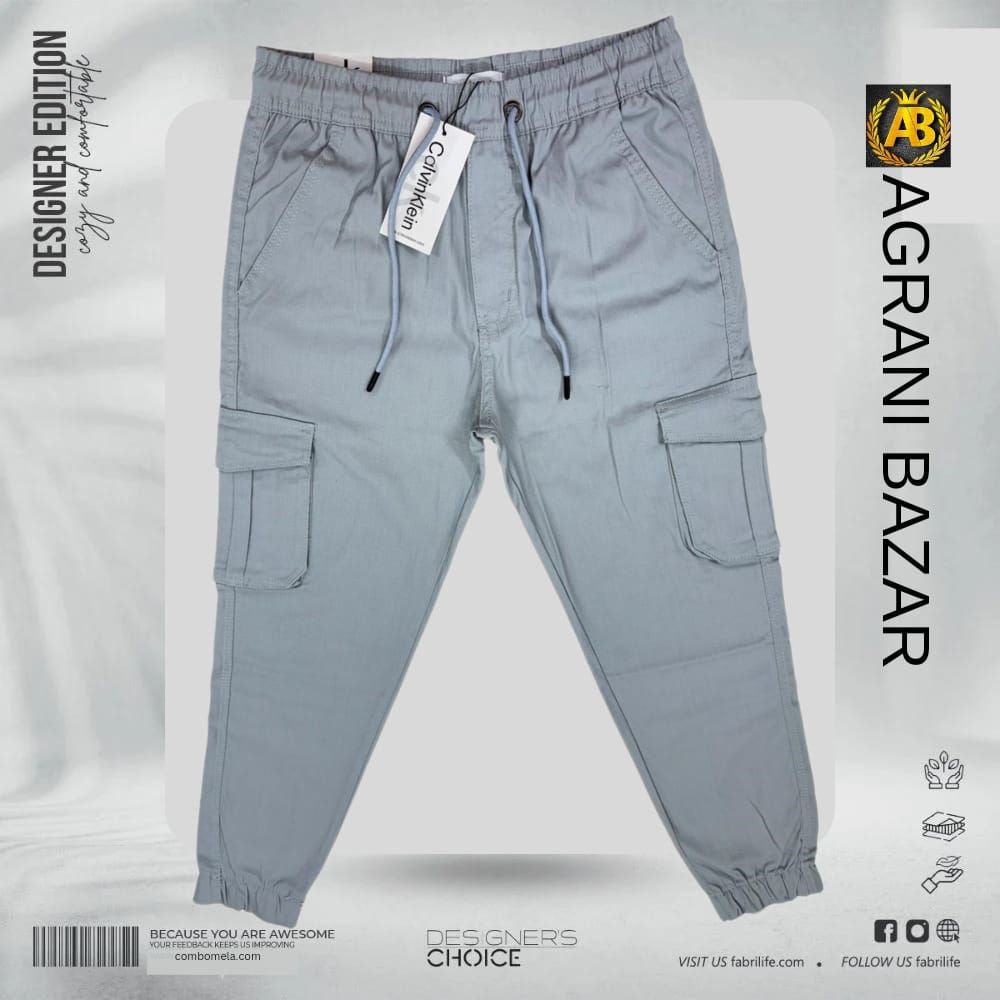 Fashionable Multiple Pockets Men's Twill Joggers