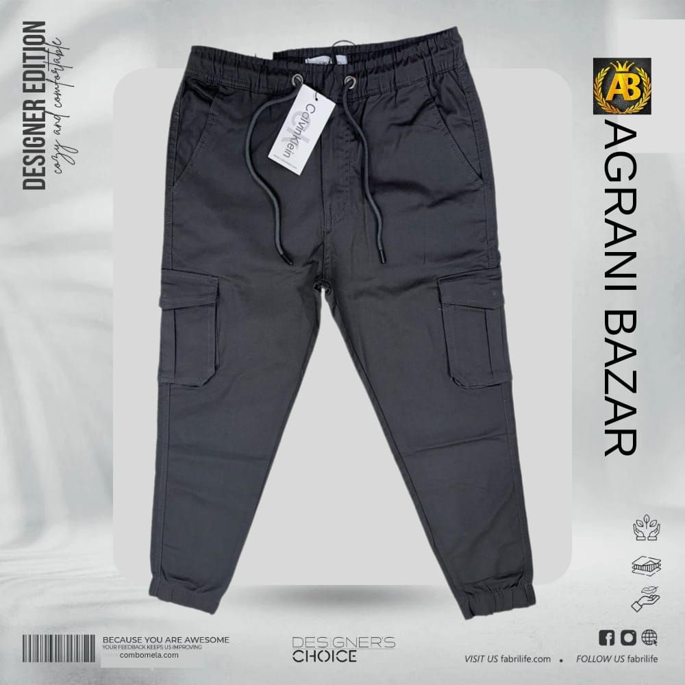 Fashionable Multiple Pockets Men's Twill Joggers