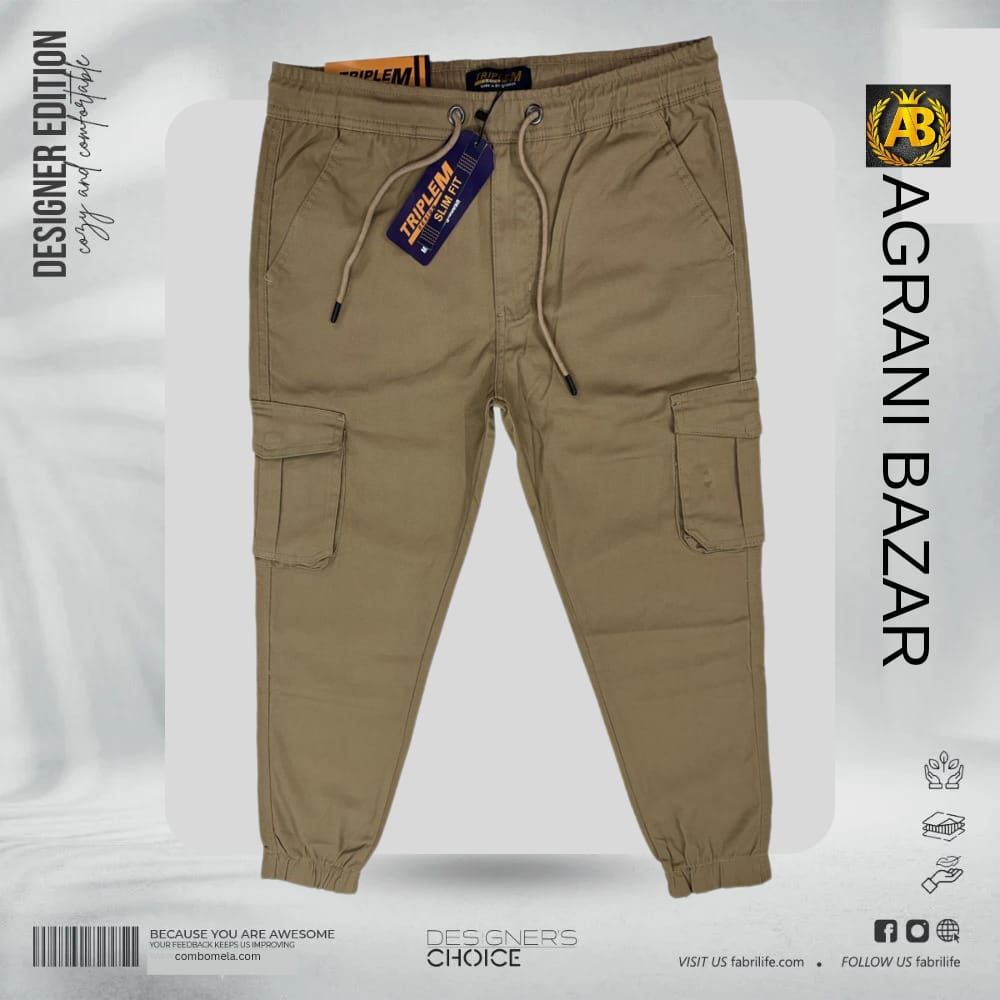 Fashionable Multiple Pockets Men's Twill Joggers