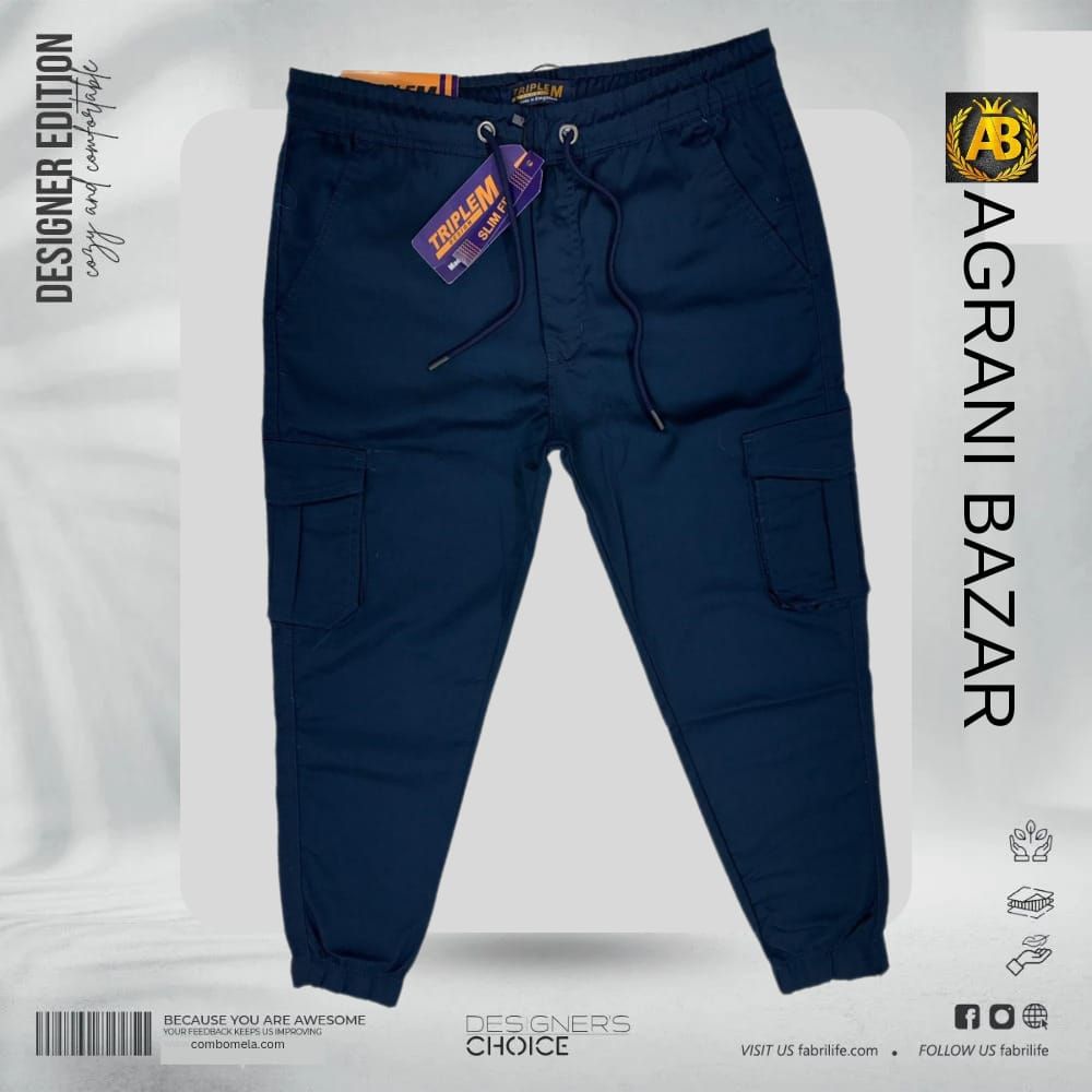 Fashionable Multiple Pockets Men's Twill Joggers