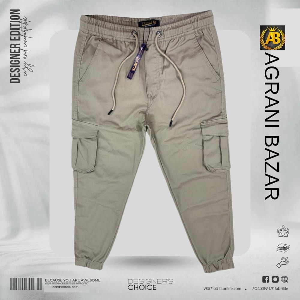 Fashionable Multiple Pockets Men's Twill Joggers