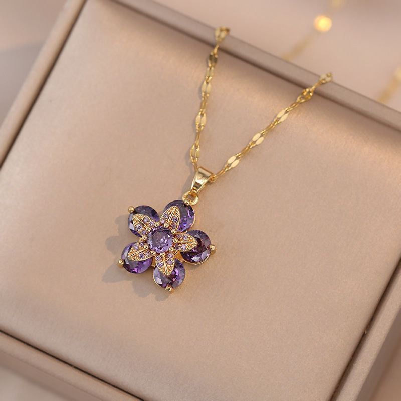 Luxury flower stainless steel necklace