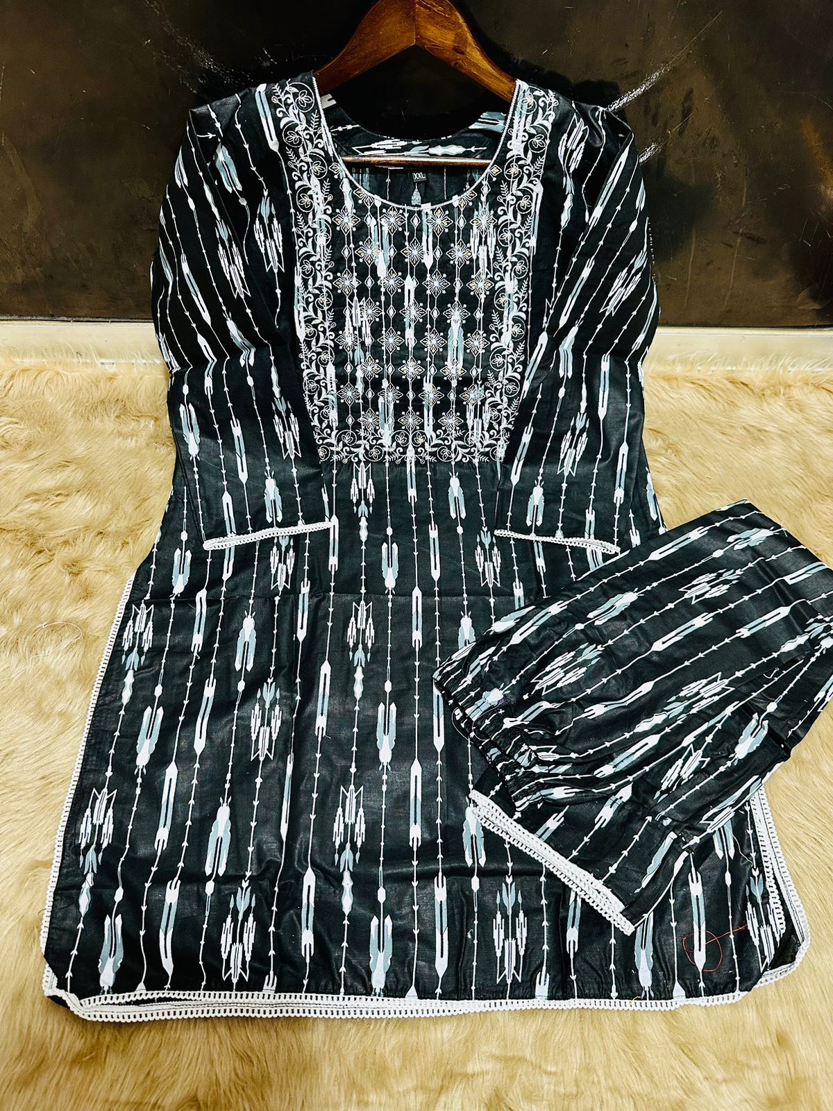 Cotton Embroidery Two Piece