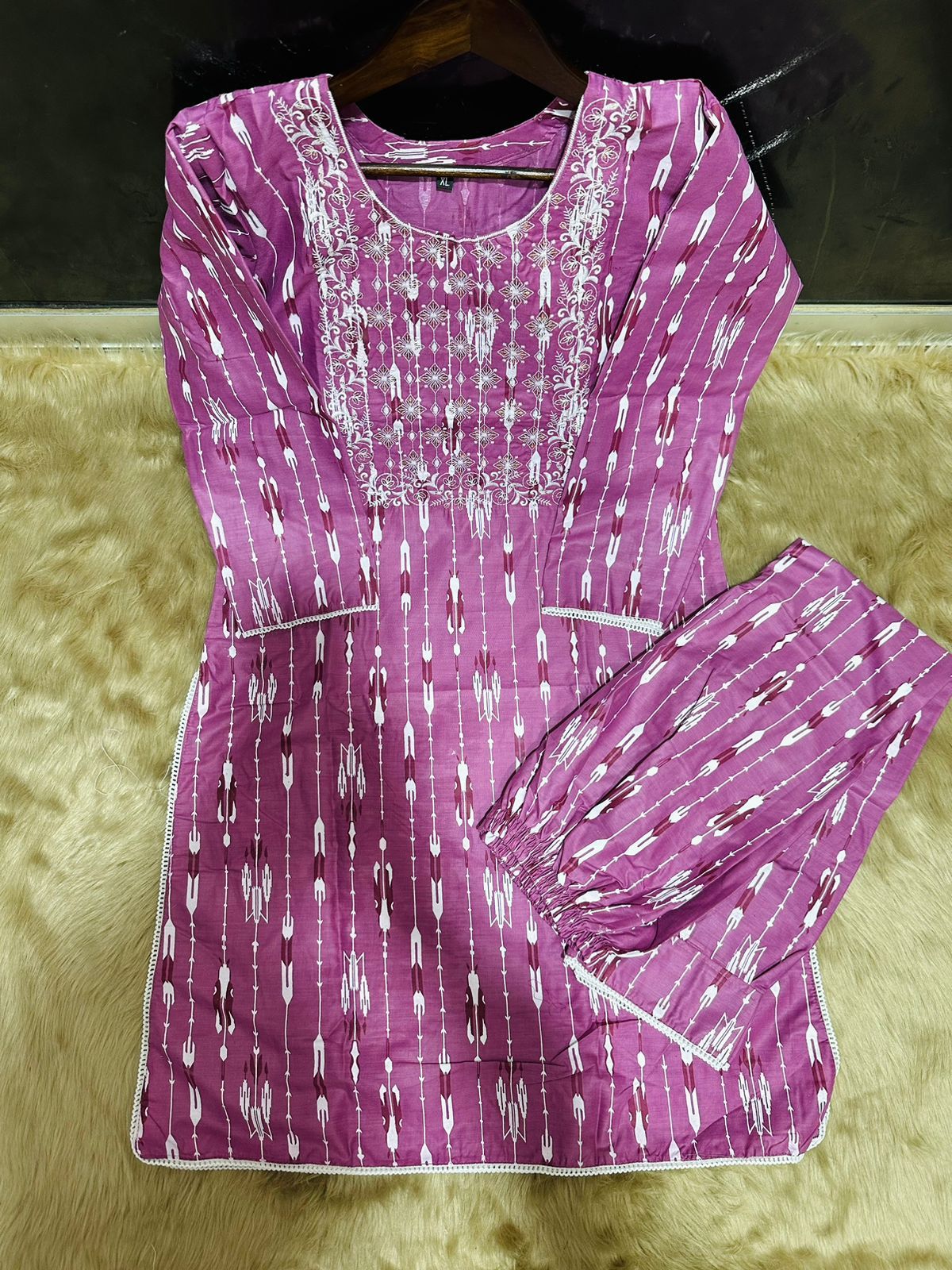 Cotton Embroidery Two Piece