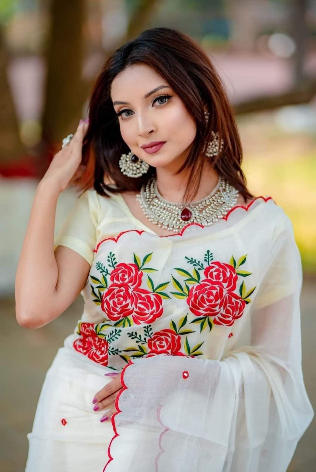 Embroidery Half Silk Sharee