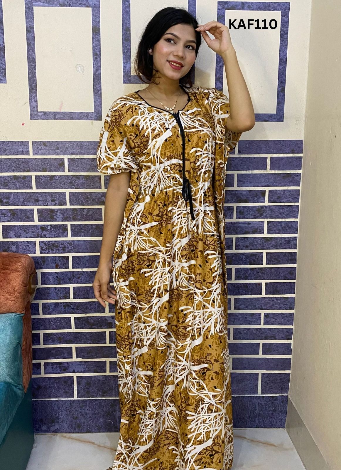 চায়না লিনেন এর লং কাফতান মেক্সি