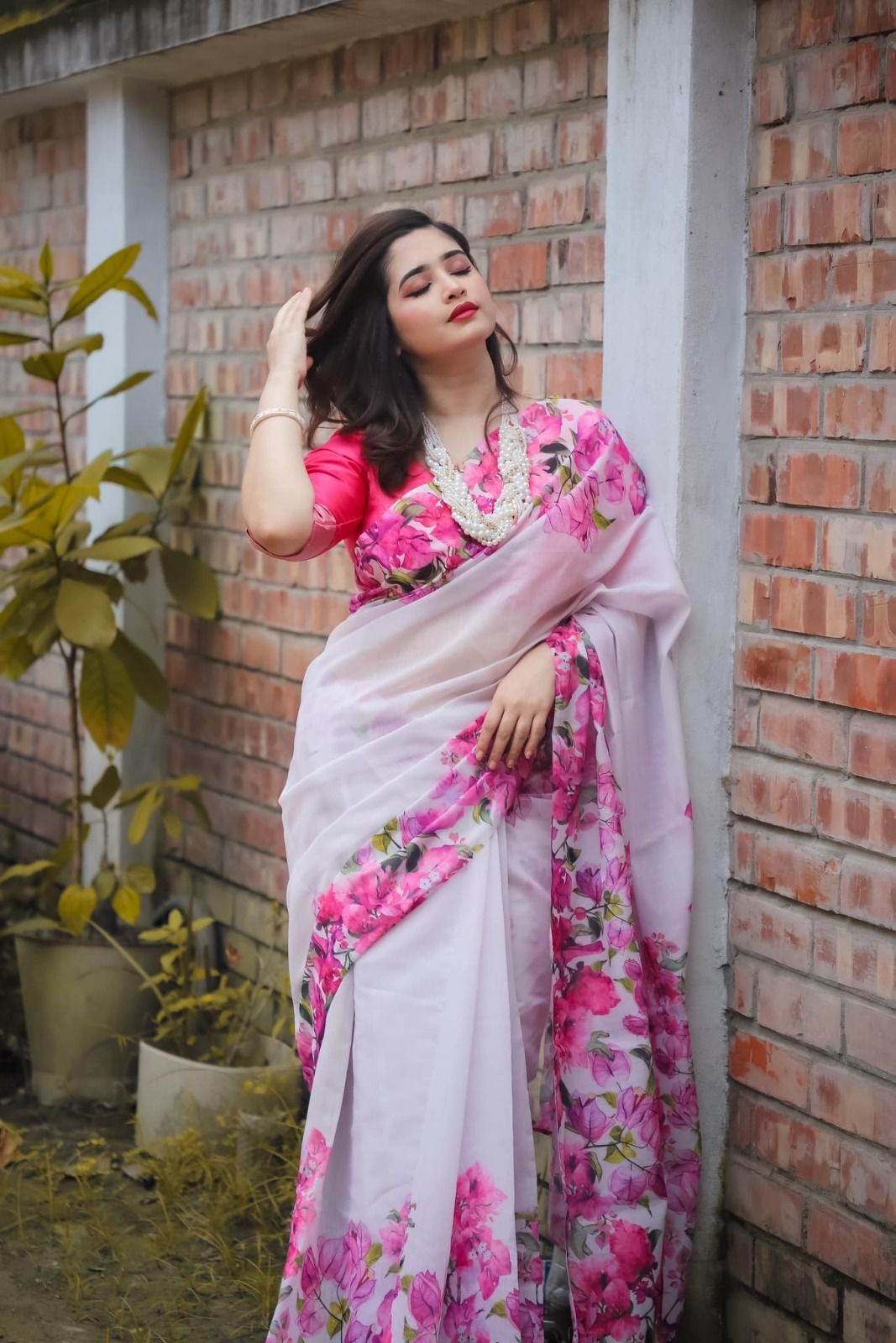 চান্দুরি সিল্ক শাড়ি ব্লাউজ সহ