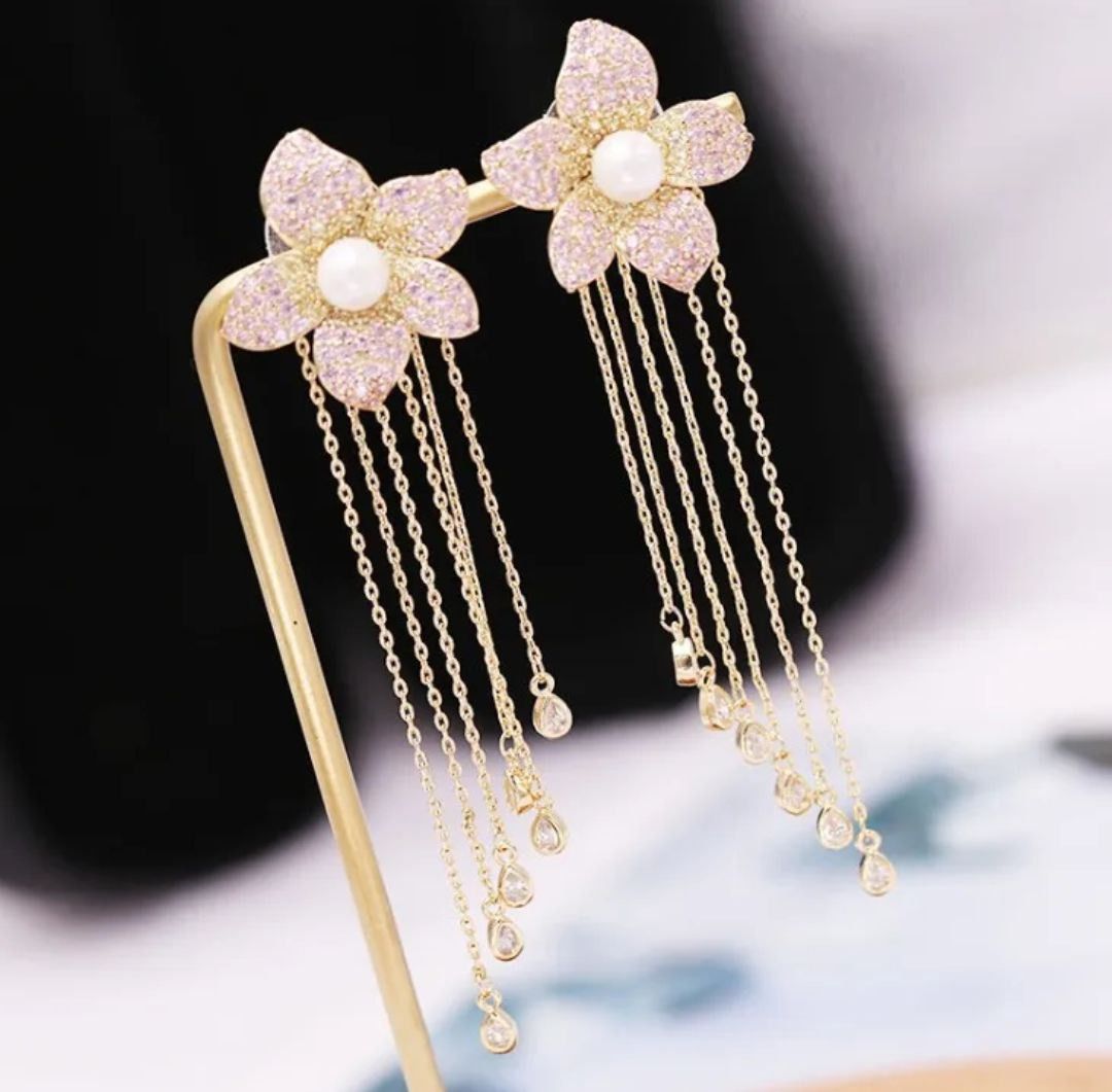 Multi Chain Flower Earring