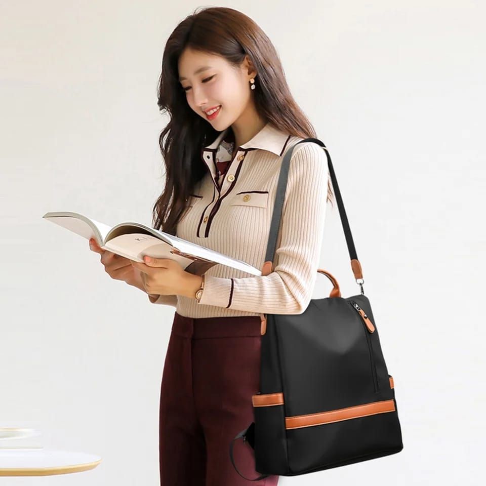Casual Oxford Backpack Women Black