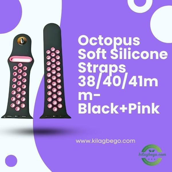Octopus Soft Silicone Straps 38/40/41mm-Black+Pink