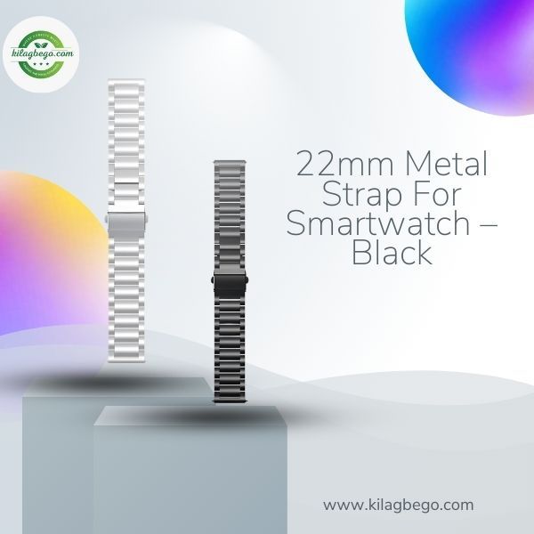22mm Metal Strap For Smartwatch – Black