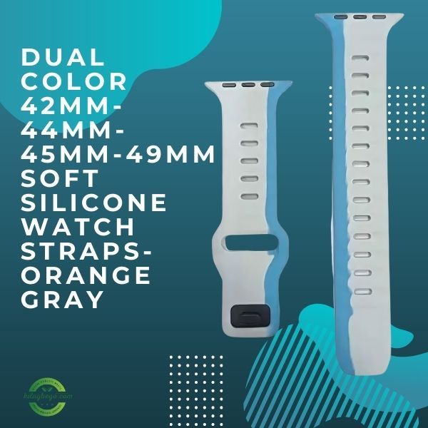Dual Color 42mm-44mm-45mm-49mm Soft Silicone Watch Straps- Blue Gray