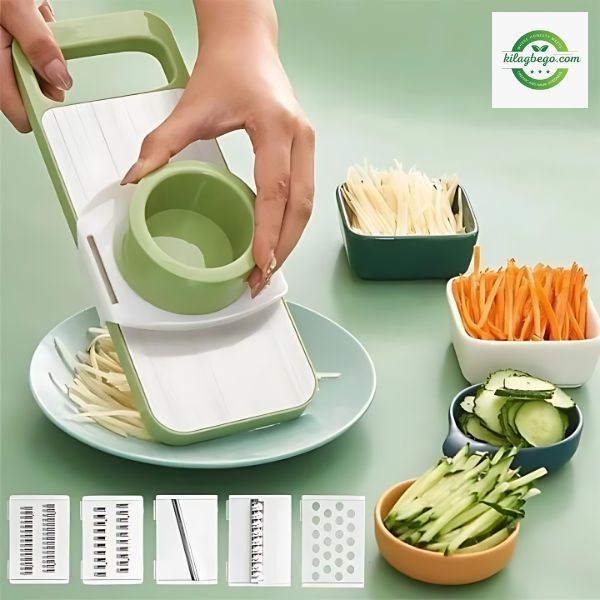 Kitchen 5-in-1 Multifunctional Vegetable Slicer Cutter Potato Shredders Garlic Carrot Grater Chopper