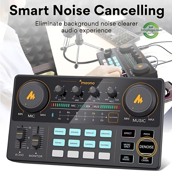 MAONOCASTER Lite Live Streaming Bundle: All-In-One Podcast Production Studio Comes With Digital Audio Interface+ Condenser Mic+ Headphone