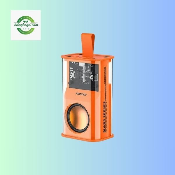 RECCI RSK-W30 Transparent Wireless Speaker with RGB Light- Orange Color