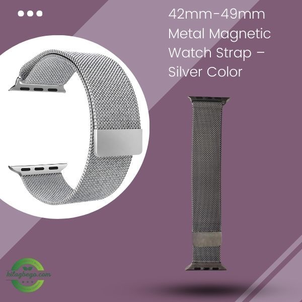42mm-49mm Metal Magnetic Watch Strap – Silver Color