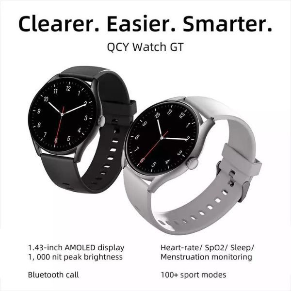 QCY Watch GT Smart Watch Retina AMOLED Display – Silver Color