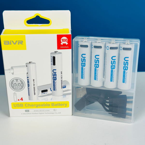 AiVR USB Rechargeable Batteries 4pc – AAA – 900mWh