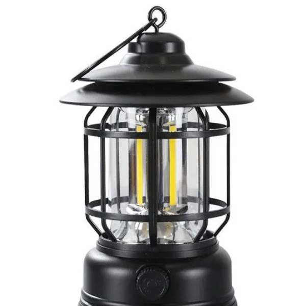 Multifunctional Rechargeable Stepless Dimming Handheld LED Camping Lamp Vintage Portable Lantern