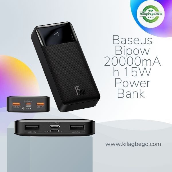 Baseus Bipow 20000mAh 15W Power Bank – Black Color