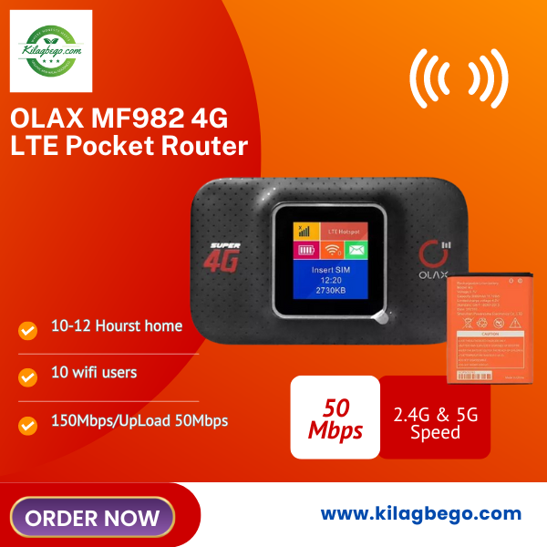 OLAX MF982 4G LTE Pocket Router – Black Color