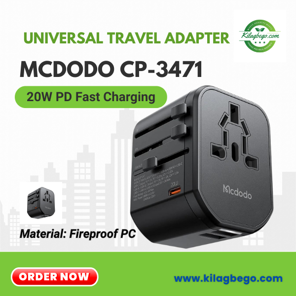 Mcdodo CP-3471 20W PD Fast Charging Universal Travel Adapter
