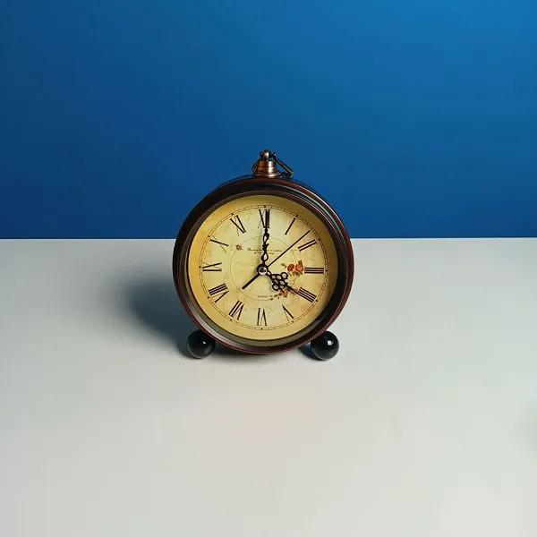 Retro Silent Non-Ticking Desktop Alarm Clock-Roman Number