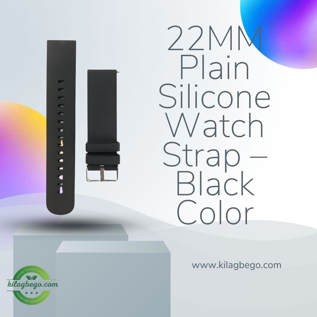 22MM Plain Silicone Watch Strap – Black Color