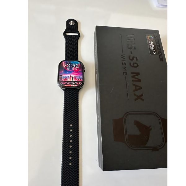 WS-S9 MAX Smartwatch with AMOLED Display and 2 Strap – Black Color