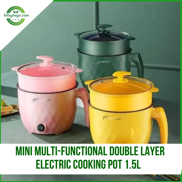 Mini Multi-functional Double Layer Electric Cooking Pot 1.5L – Random Color