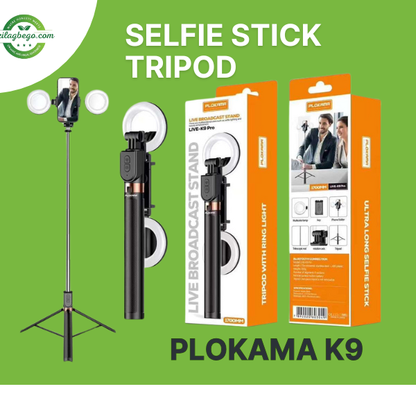 Plokama K9 Pro Double LED Selfie Stick Tripod