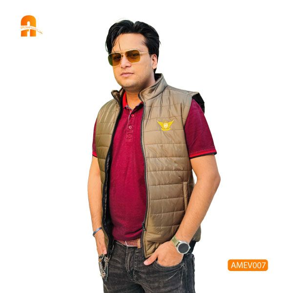 Mens Stylish Vest Jacket Golden AMEV007