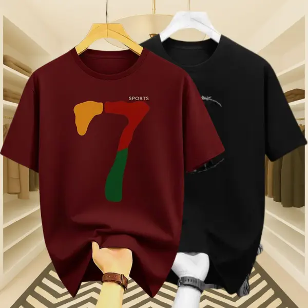 Men’s Premium Maroon 7 & Moon Drop Shoulder T-Shirt 2 Pcs Combo (Maroon & Black)