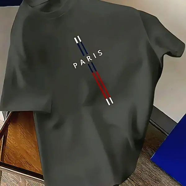 Mens Premium Export Quality DropShoulder Paris T-shirt (Ash)