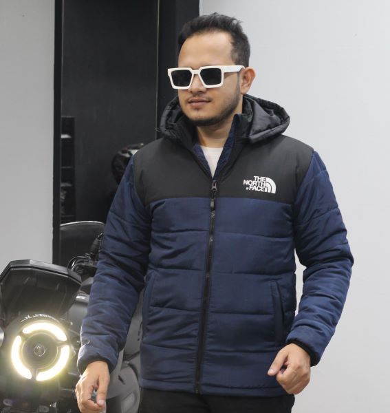 Men’s Exported Insulated Zipper Hoodie Jackets - Black / Navy