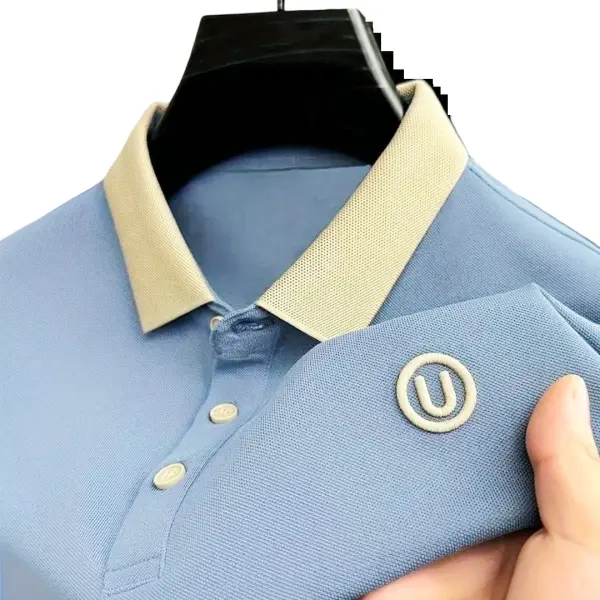 Premium Polo Shirt For Men (Light Sky & Cream)