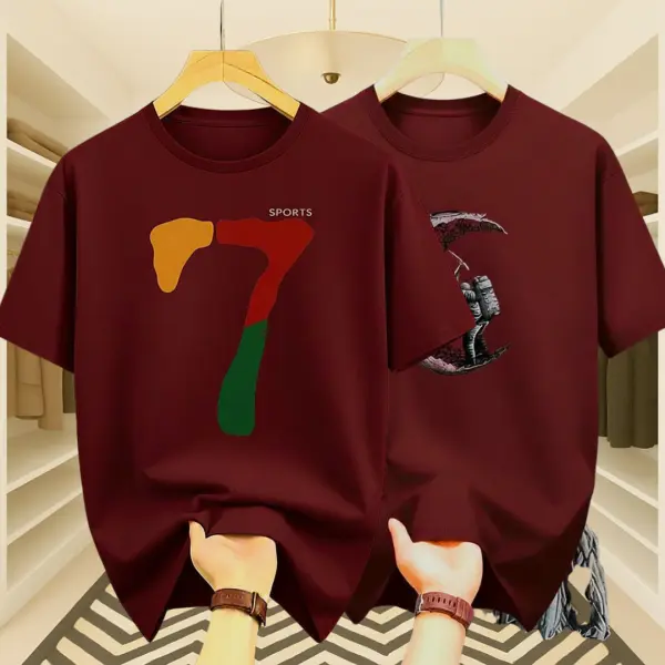 Mens Premium Maroon 7 & Moon  DropShoulder T-shirt 2 Pcs Combo (Dark maroon & burgundy)