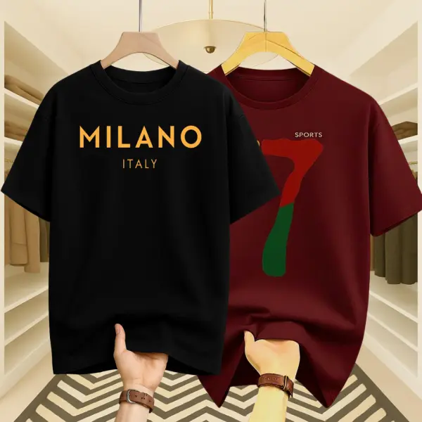 Mens Premium Milano & Maroon 7 DropShoulder T-shirt 2 Pcs Combo (Burgundy & Black)