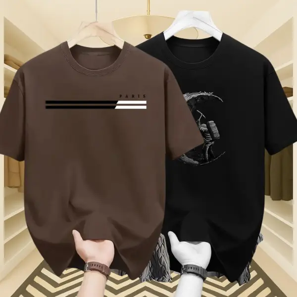 Mens Premium Export Quality DropShoulder T-shirt 2 Pcs Combo (Coffee & Black)