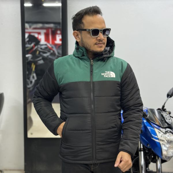 Exported Insulated Zipper Hoodie Jackets for Men’s Green / Black